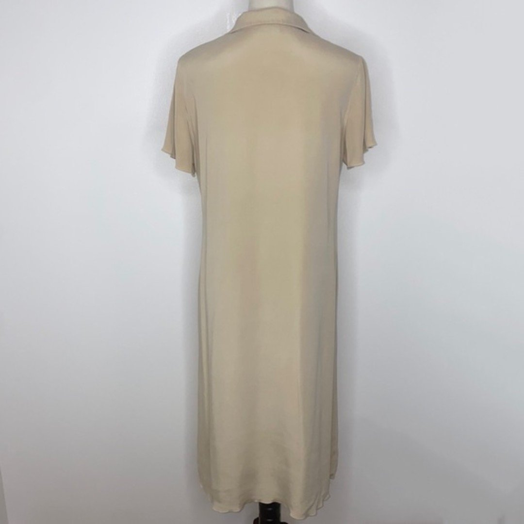 large selection Bogner v-neck collared t-shirt midi dress size L beige GLrCbMPgv Everyday Low Prices