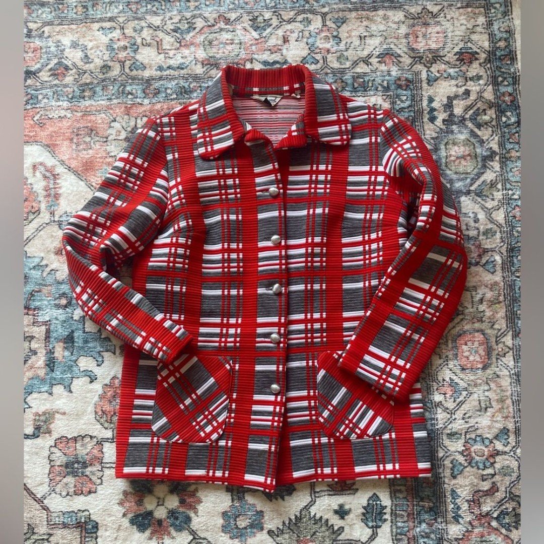 the Lowest price Cool vintage 70s plaid polyester jacke