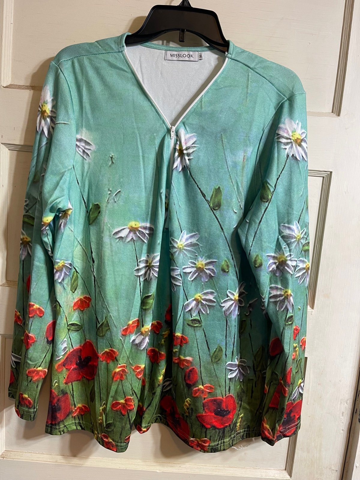 Fashion Green floral sweater from NoraCora size XL fSRjnlPzp Factory Price