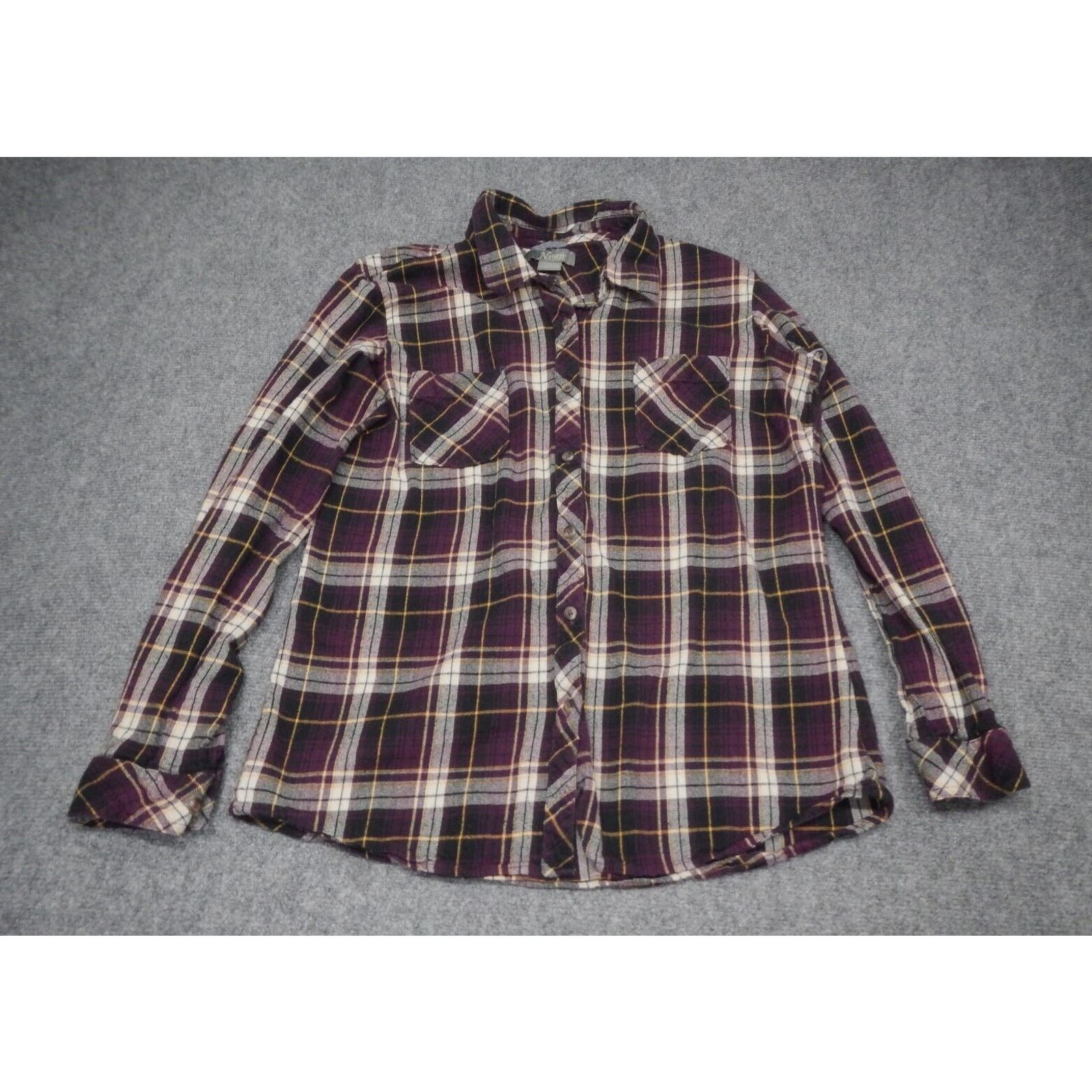 Beautiful Natural Reflections Flannel Shirt Women´s Size Large Purple White Plaid Button U GHnCJrdys Cool
