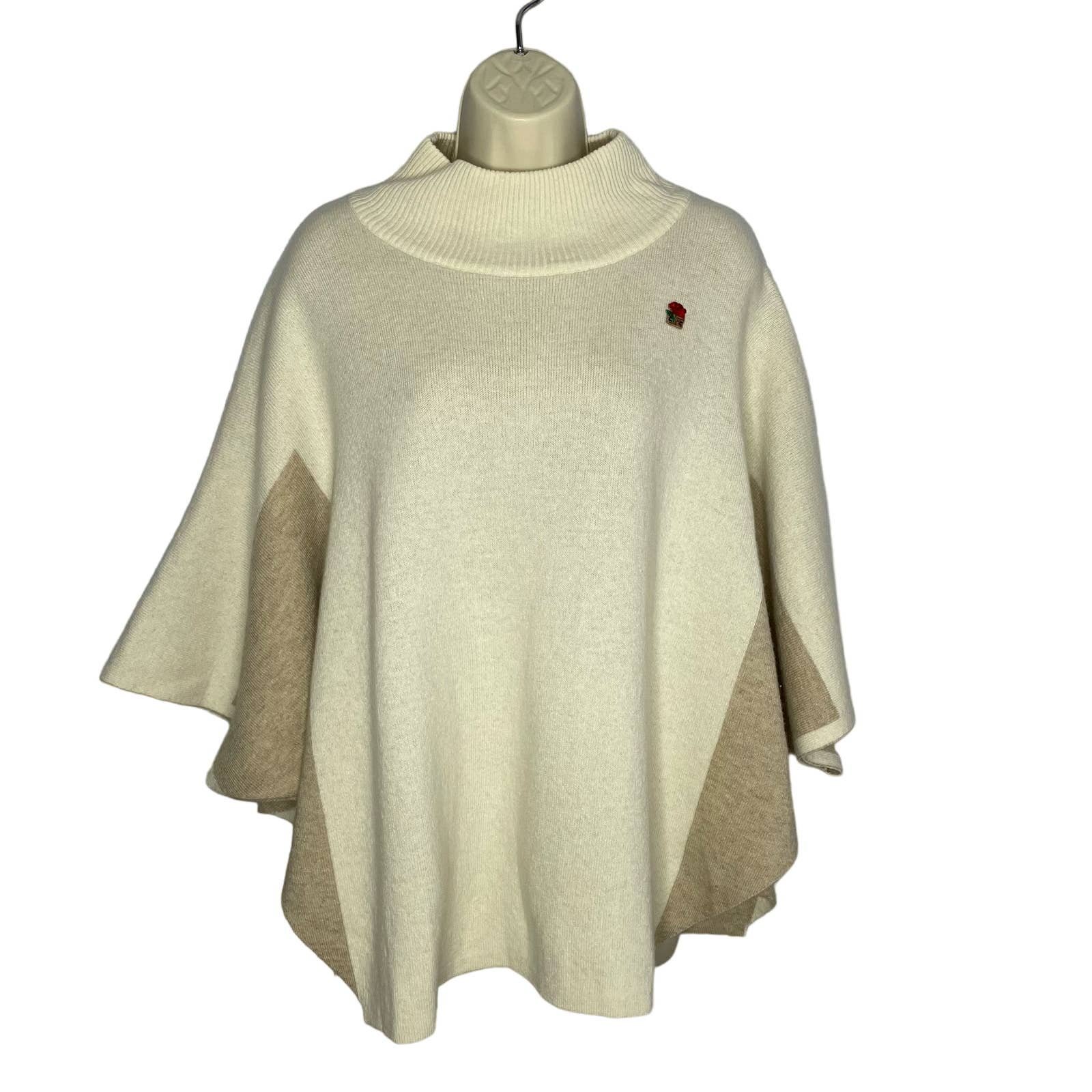 Factory Direct  Note Di Anita Women´s Sweater Poncho Wool Shawl Made in Italy Tan One Size HOvm9HQSA Online Exclusive