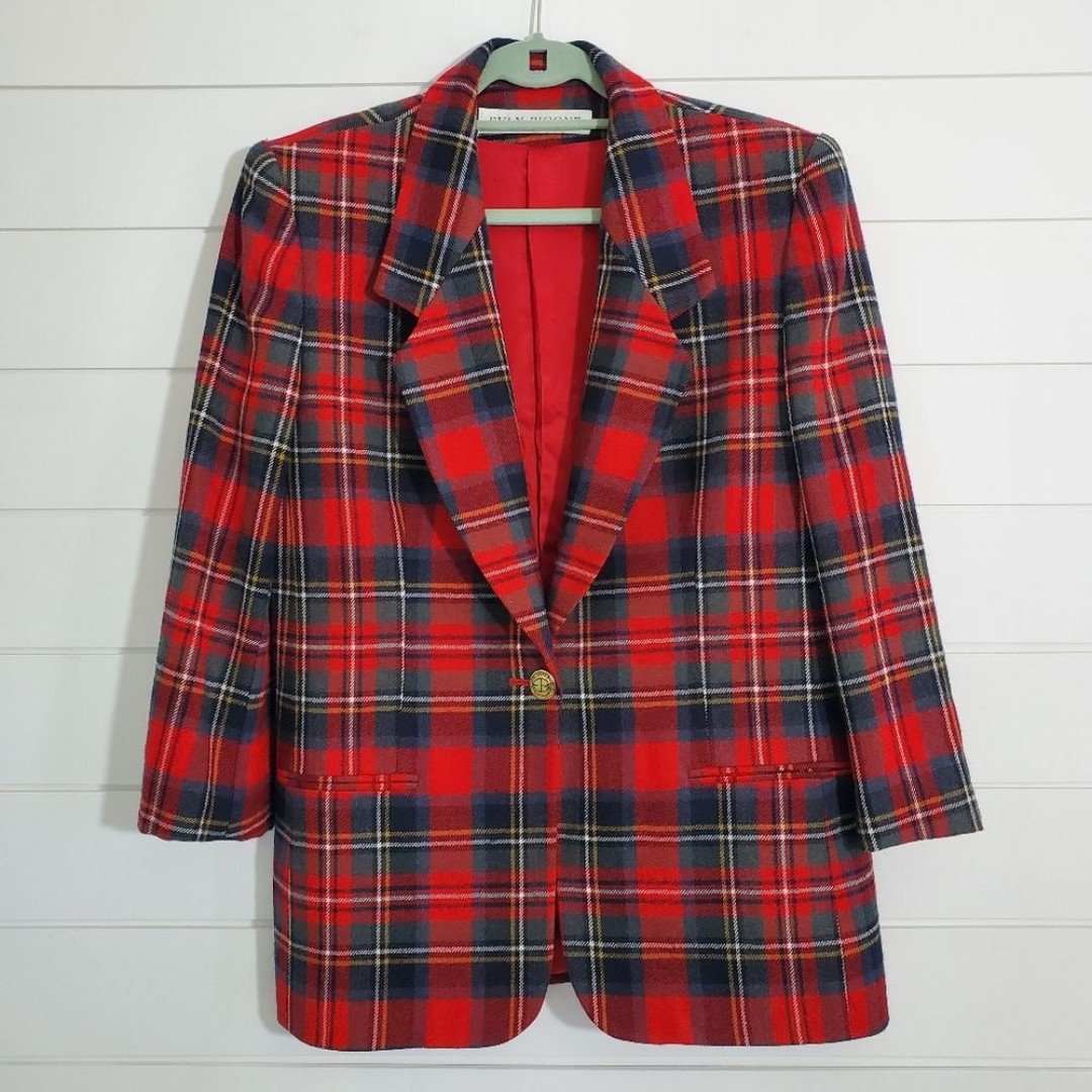 Factory Direct  Evan Picone Vintage Red Plaid 100% Worsted Wool Jacket. Size: 8 g3ncsaXen no tax