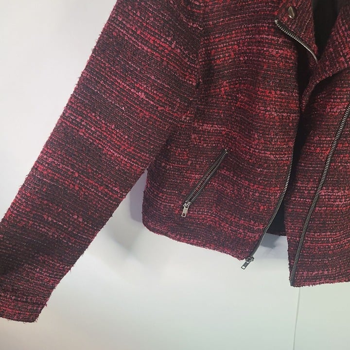 Fashion Dana Buchman Zip Up Blazer Jacket Collared Neck Long Sleeve Maroon Womens Size 4 gOly9WIah hot sale