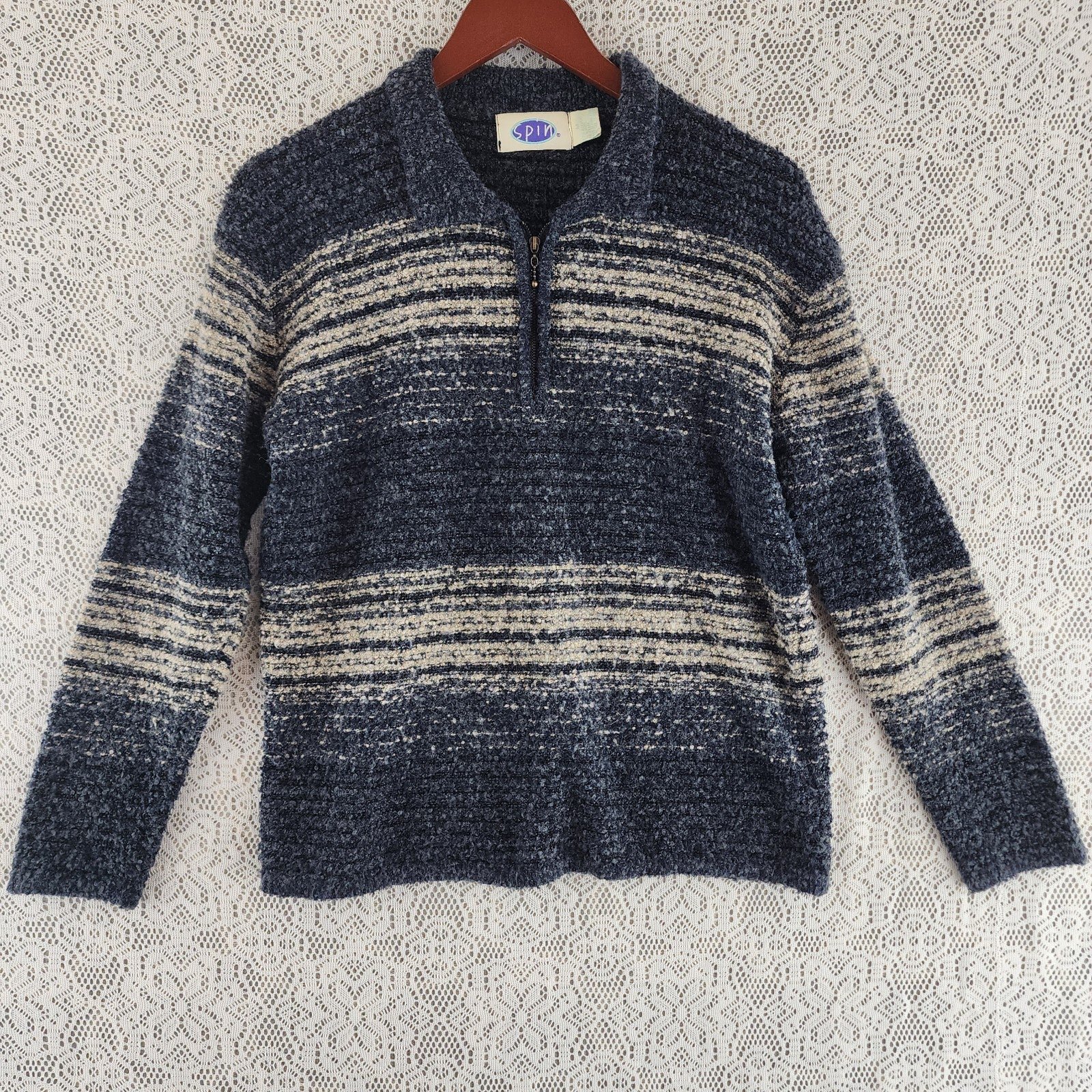 Gorgeous Vintage Spin Wool Blend Collar Pull Over Women´s Tweed Sweater M iEPpB0T3w Great