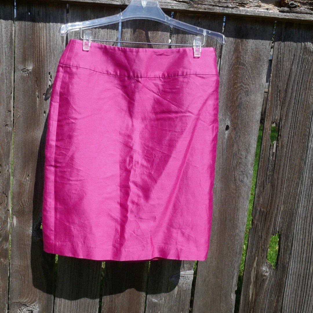Latest  Talbots Pencil Straight Skirt Pink Silk Cotton 