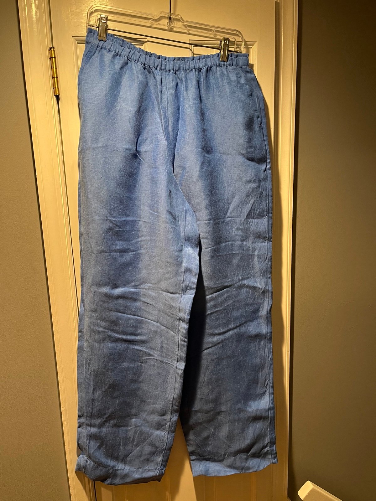 Custom Women’s J.Crew Blue Linen Blend Pants sz MT NM3Q