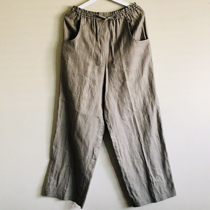 reasonable price Rafaella Brown 100% Linen Pull On Neutral Tone Pants Wide Leg Pants Size Medium jJ6x3qcgm Online Exclusive