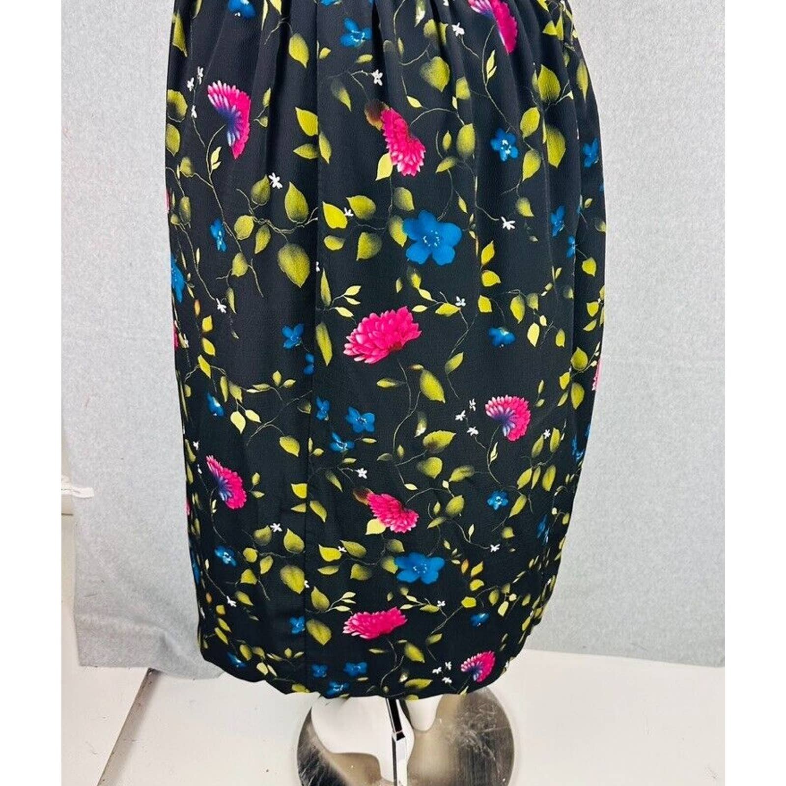where to buy  Modern Womans Womans Sz 18W Black Floral Skirt Pockets Vintage Pleated PbW5vETN8 Fashion