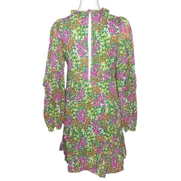 Wholesale price Banjanan Lila Mini Dress Pink Green Yellow Floral Ruffled Long Sleeve Size M joiKQDaMI on sale