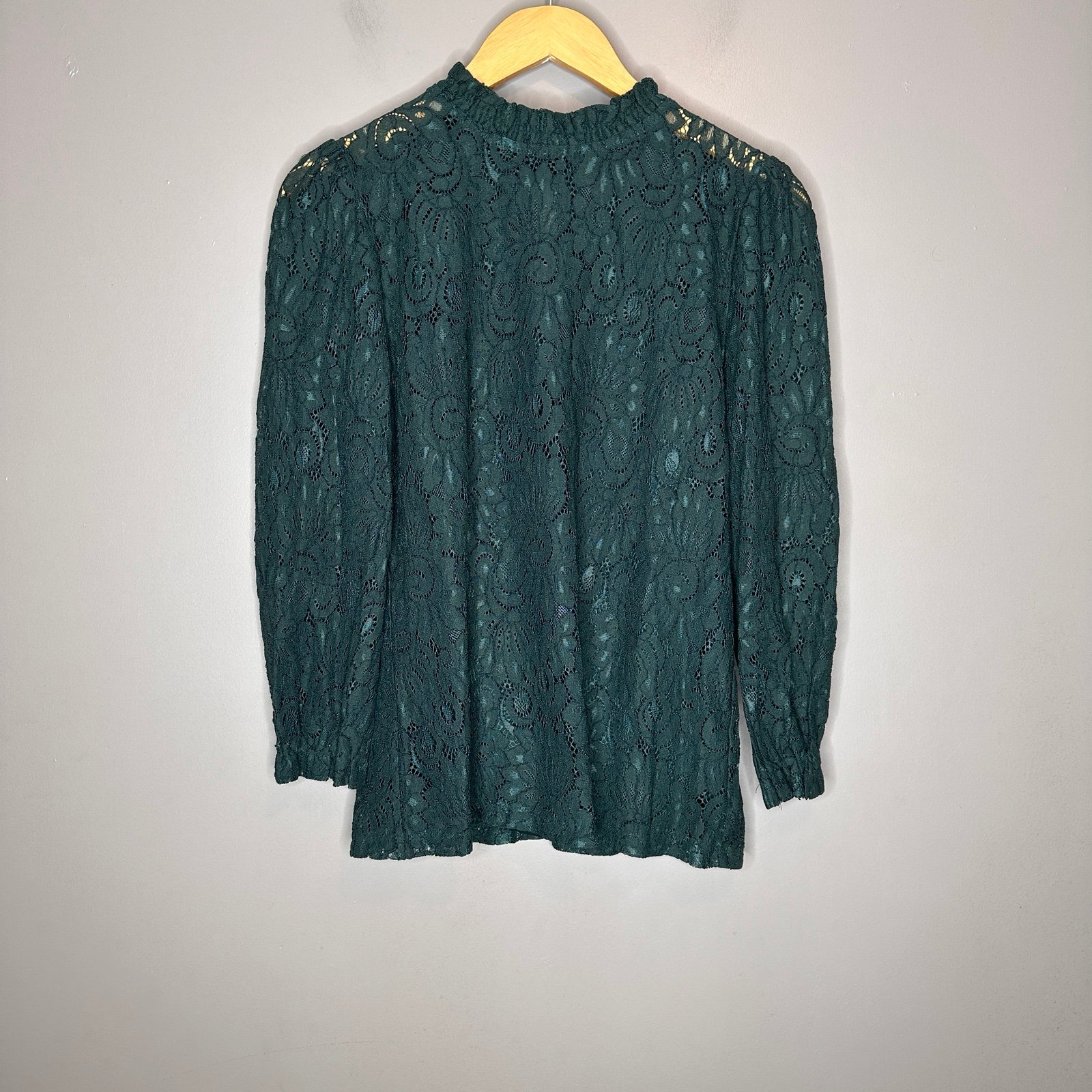 Latest  Adiva Lace green long sleeve high neck blouse JEMm2HPYS best sale