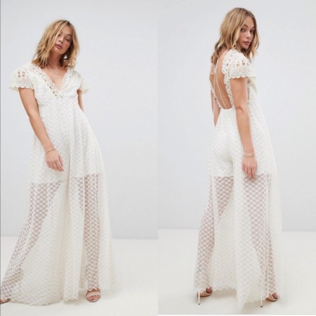floor price Free People Chleo Lace Crocheted Jumpsuit Sz XS Oqy8gr2hU Outlet Store