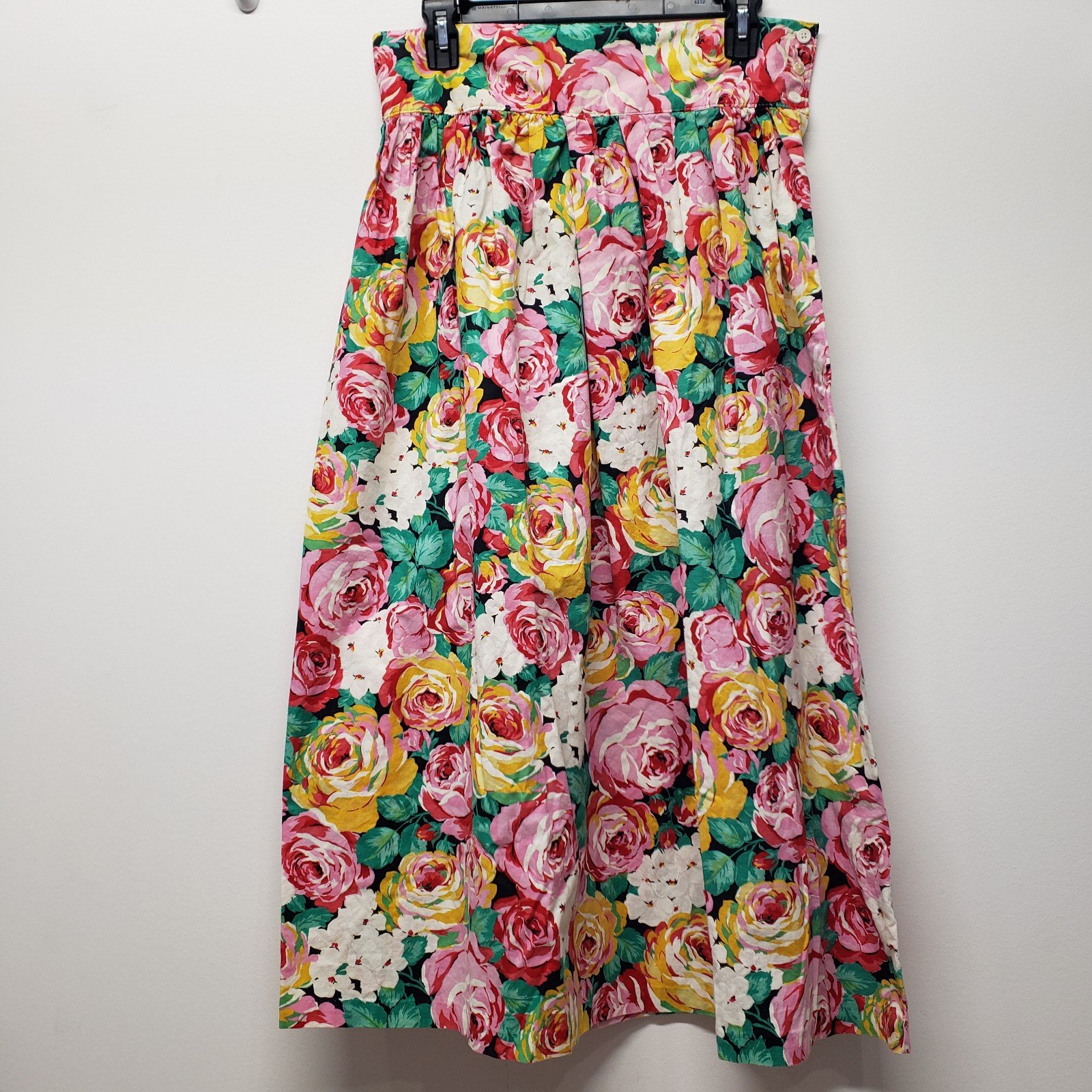 good price Vintage Cotton Floral Midi Skirt Colorful Si