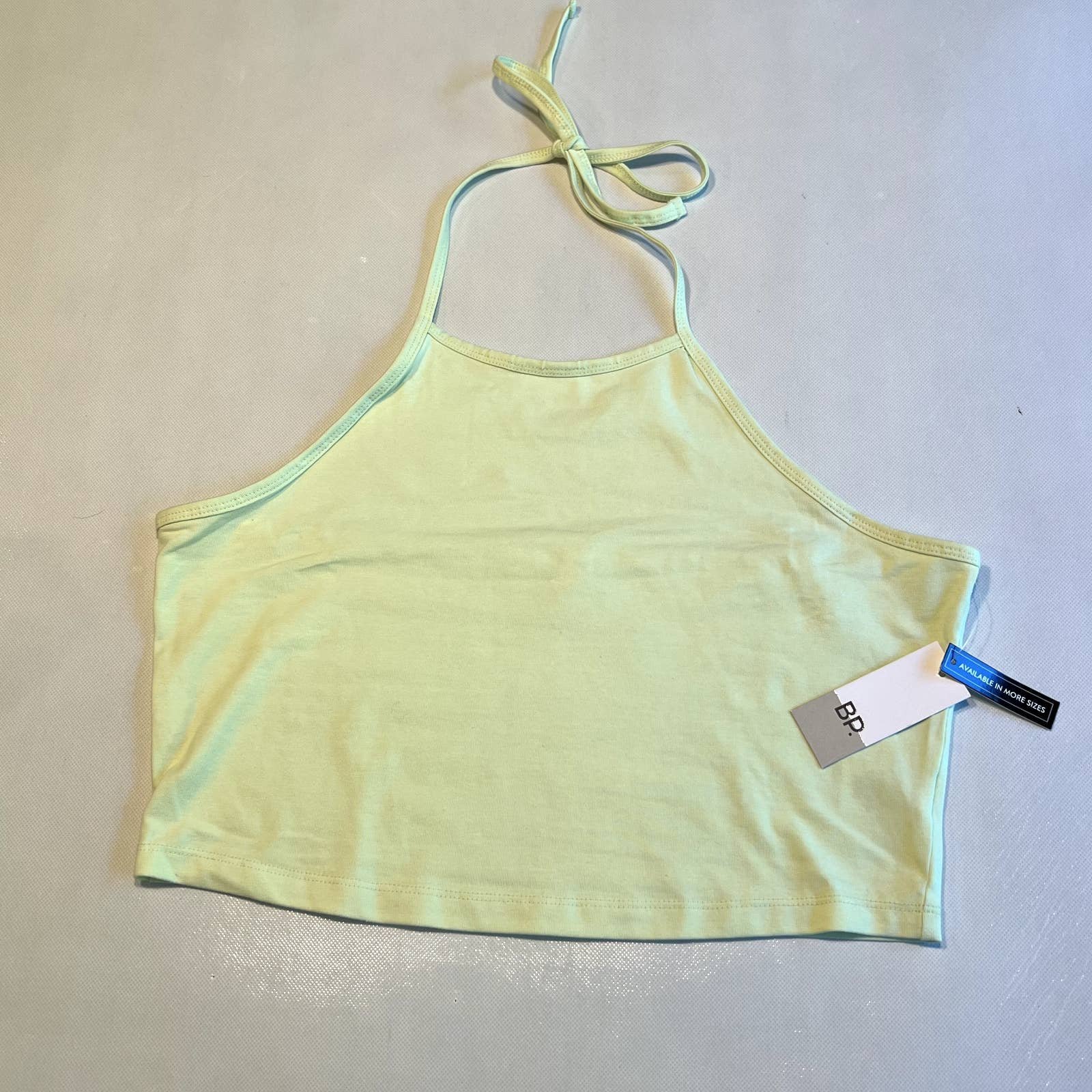 Simple BP Womens Halter Tie Crop Top Lime Green Size La