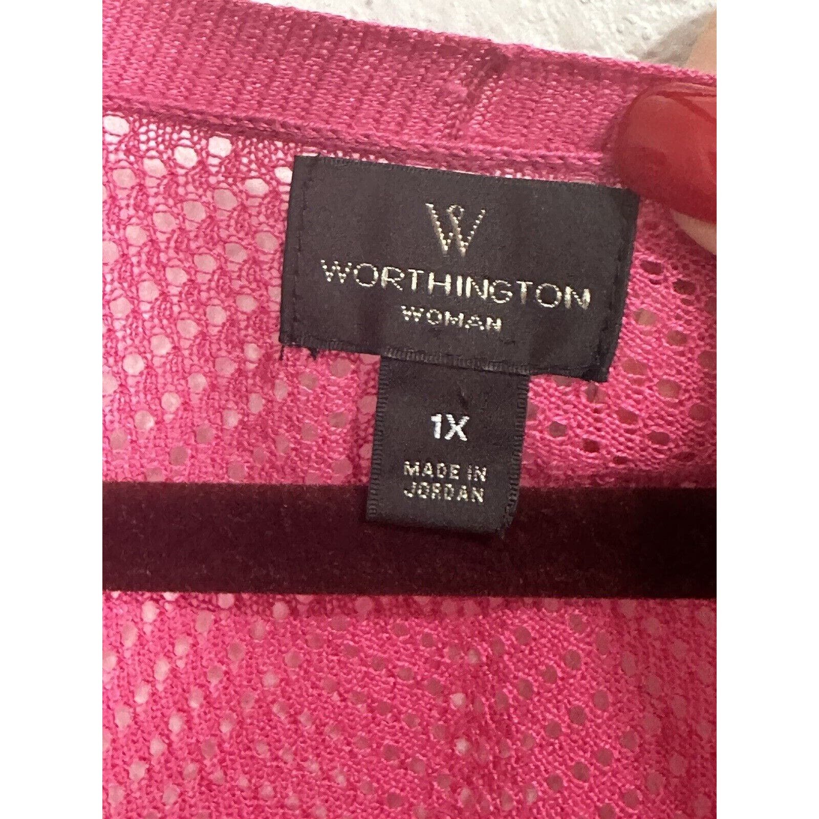 The Best Seller Worthington Women’s Barbie Pink Open Cardigan 3/4 Sleeve Lightweight Size 1X ghpu6GnL9 Counter Genuine 