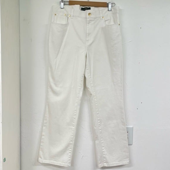 Great LRL Ralph Lauren Jeans White Wide Leg Jeans Womens 12 Classic Denim pQH3IJEMq all for you