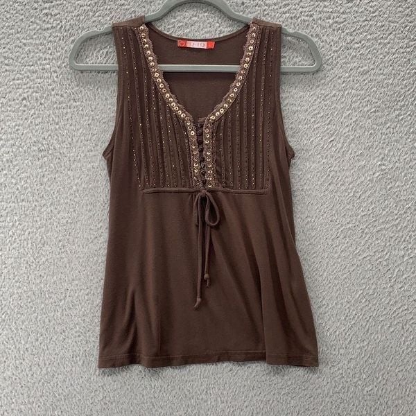 Wholesale price Y2K 2000s Brown Beaded Sequin Babydoll Sleeveless Top Fairy Grunge Boho Tie L iG0jHAzn2 all for you