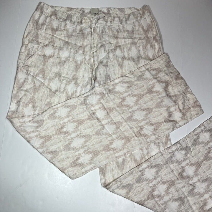 The Best Seller Ecru Women’s Beige Cream Linen Blend Summer Pants Size 8 Chevron Wide Leg P5yVVllcy just for you