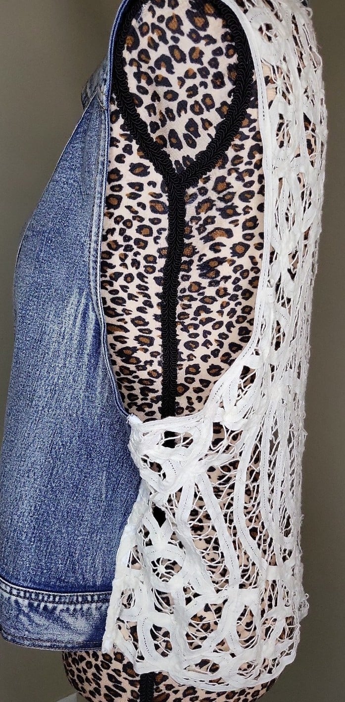 Gorgeous Indigo Threads Denim and Crochet Vest MzE4Atb4u outlet online shop