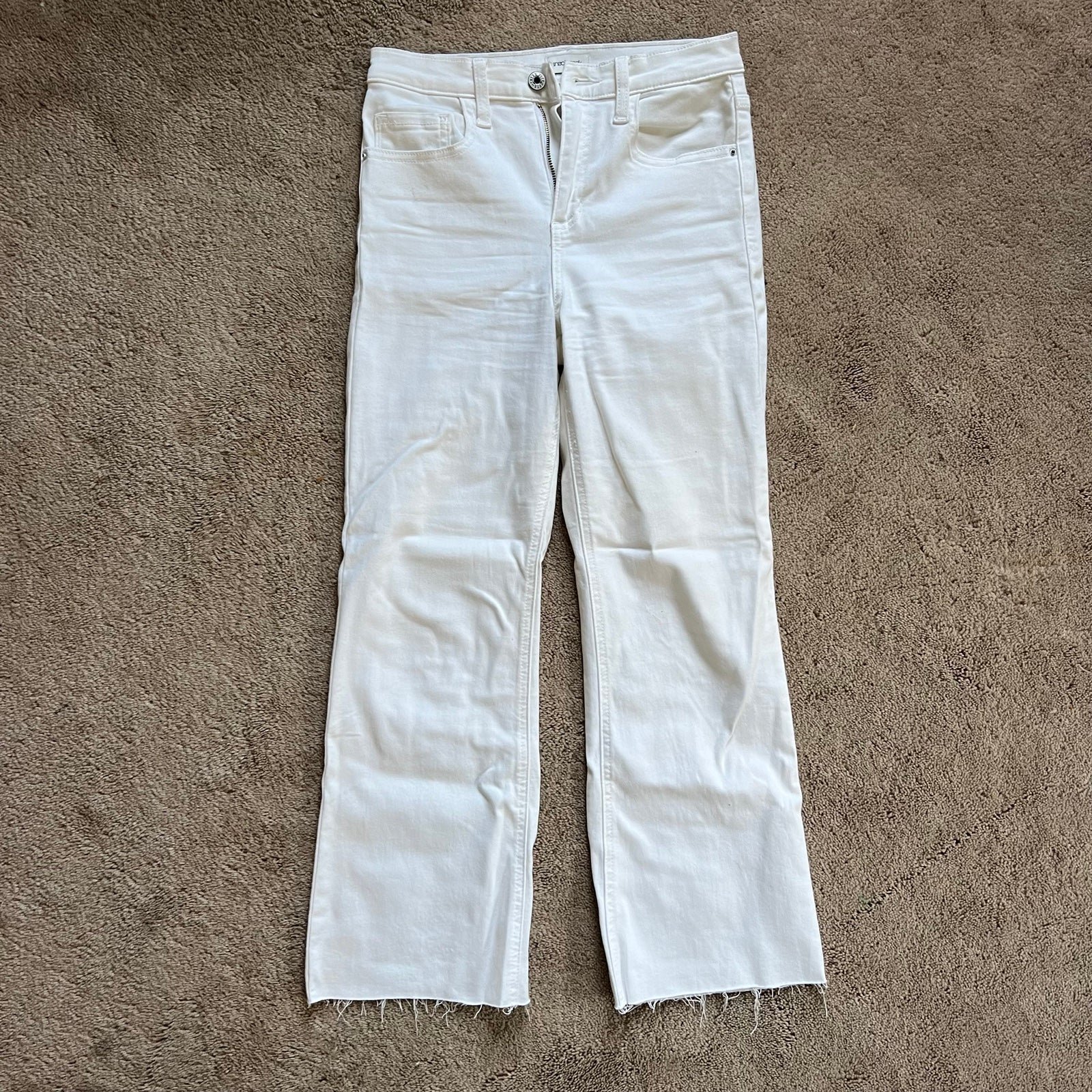 Discounted White Mid Rise Flare Jeans IukpVFQcu High Qu