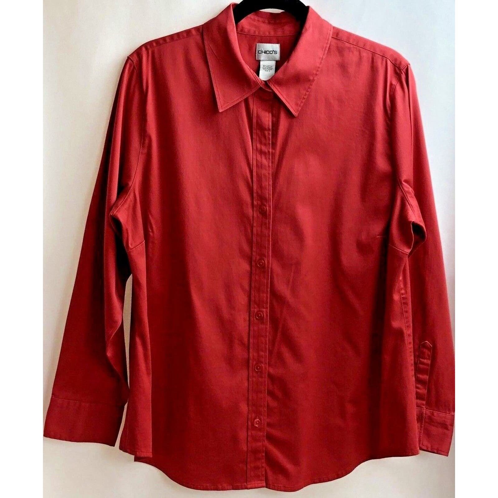 Great Chico´s Button Up Shirt Women Size 3 Rust Stretch Top Cotton Blend Work Classic L776AWDe1 Cool
