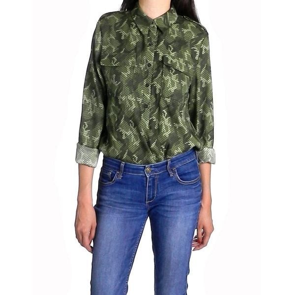 High quality {Tommy Hilfiger} Camo Print Dotted Blouse 