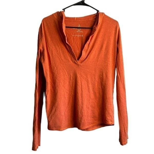 High quality Lucy Orange V-Neck Casual Cotton Knit Stretch Hoodie Shirt Size M fLRV3w6pC just for you