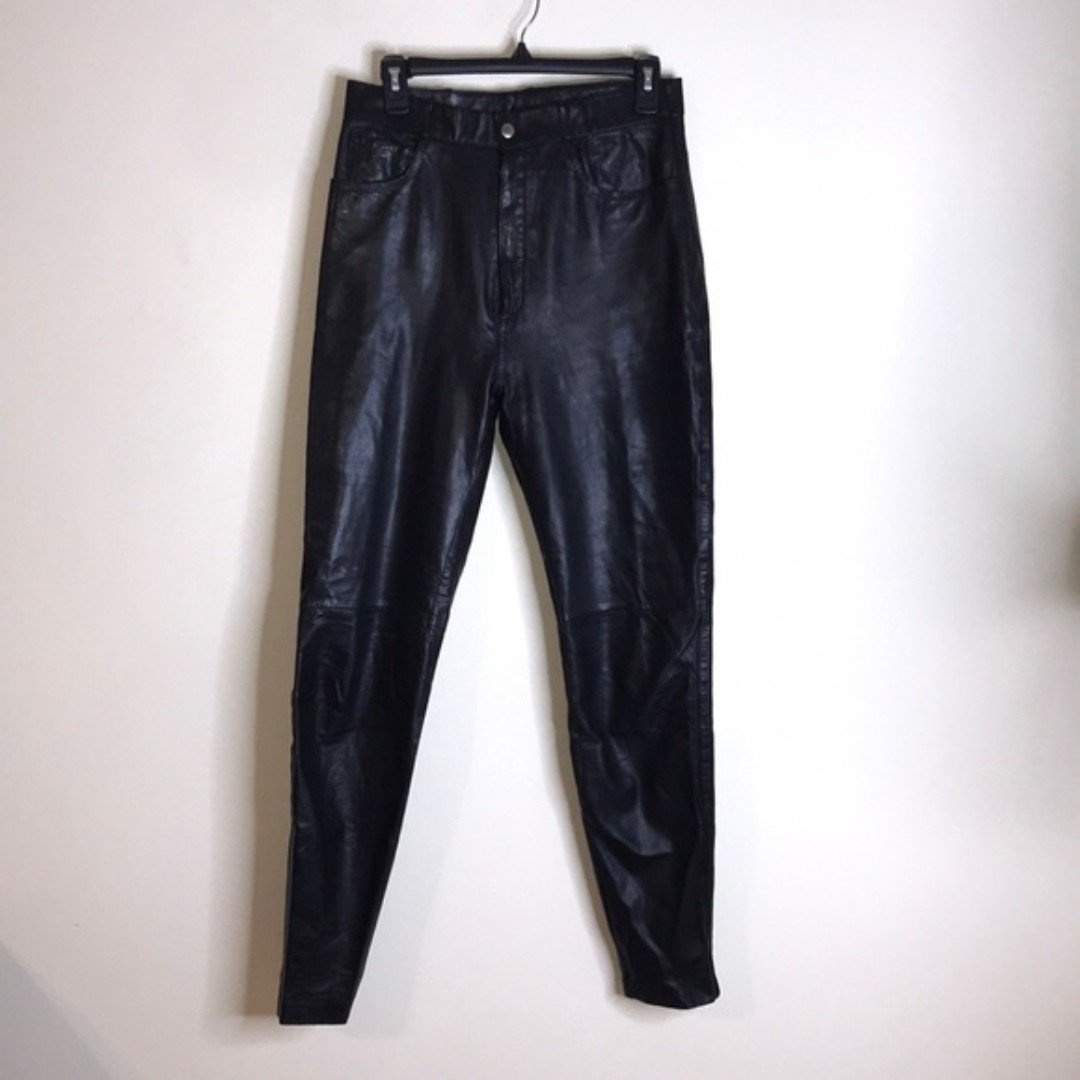 big discount Vintage genuine leather pants with silk li