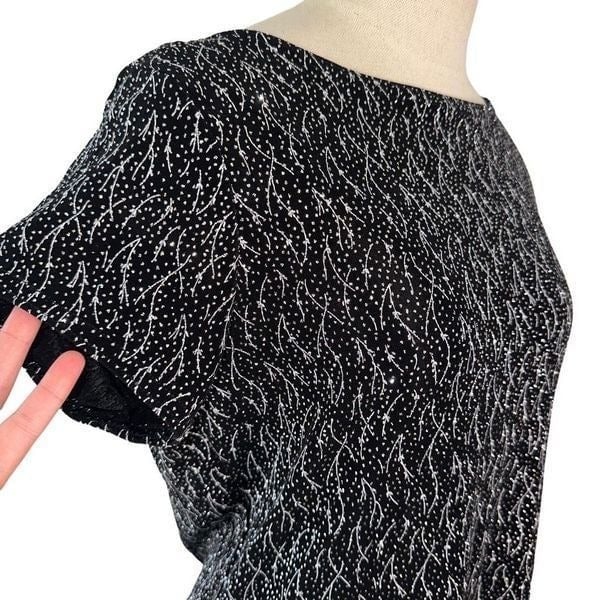 Simple Metaphor Vintage Womens XL Black Sparkly Silver Slinky Knit Glam Blouse NWT g2BRjnqjB US Outlet