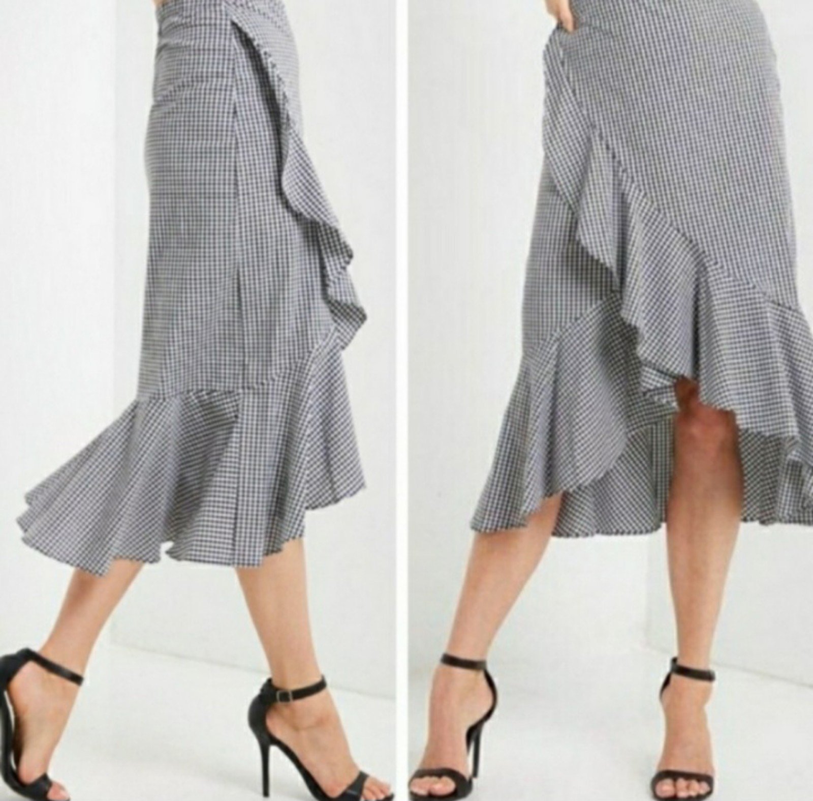 Perfect Boutique Black & White Gingham Checkered Midi Skirt Size Small OfRfyIL2B High Quaity
