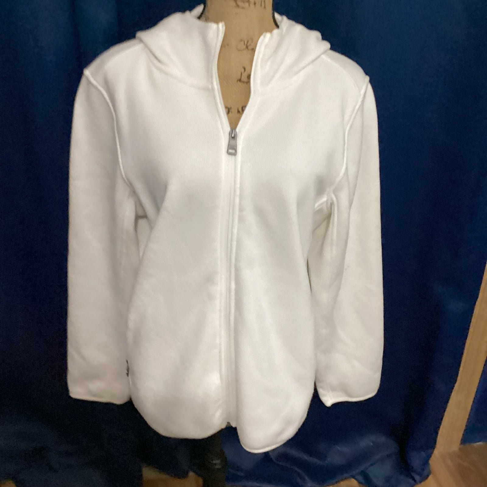 Popular Women’s Andrew Marc Sweater Jacket Zip Front Hoodie SZ XL White.   OW oDMTDfSK9 well sale