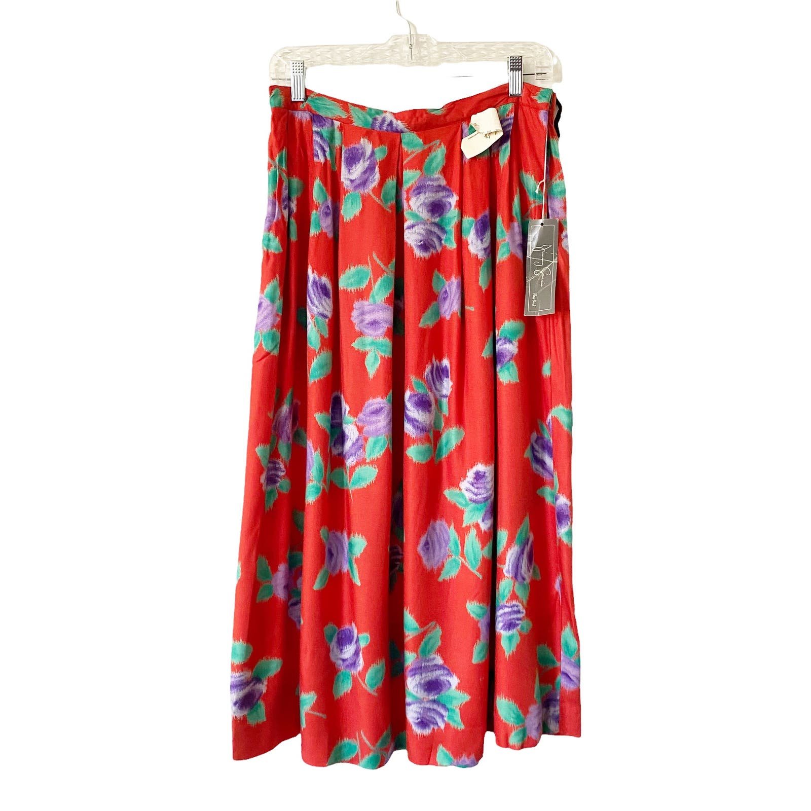 Comfortable Vintage Jimmy Garcia Womens Size L Floral Print Pleated Skirt NNhvwBObC hot sale
