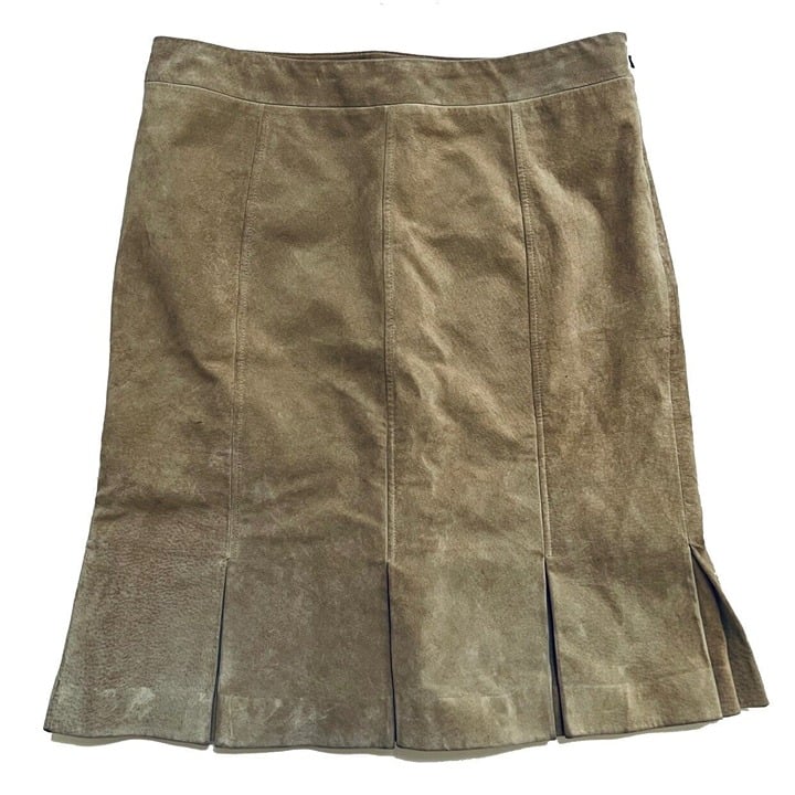 Nice LOFT Sz 10 Brown suede leather midi skirt NJ4aftT1i Factory Price