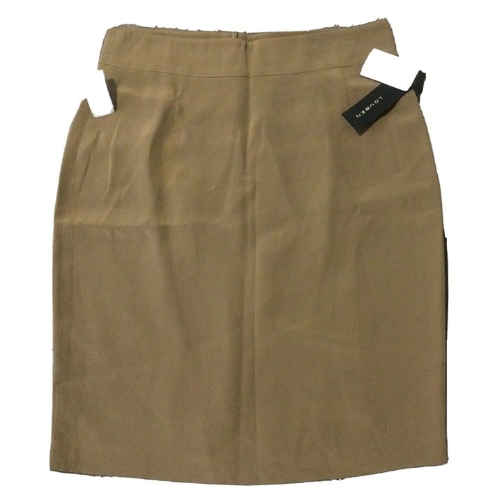 Comfortable Louben Khaki Pencil Silk Skirt 12 NWT $198 