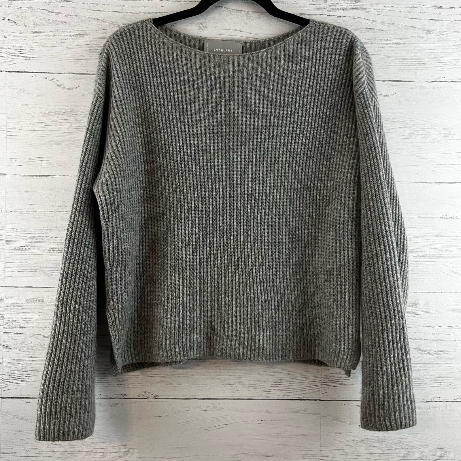 Affordable Everlane Gray Ribbed Cashmere Pullover Sweat