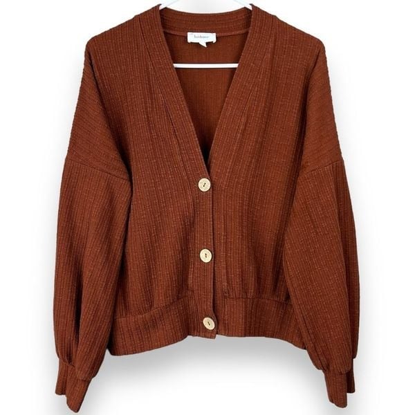 Stylish Bohme Rust Crop Button Cardigan Sweater Small S
