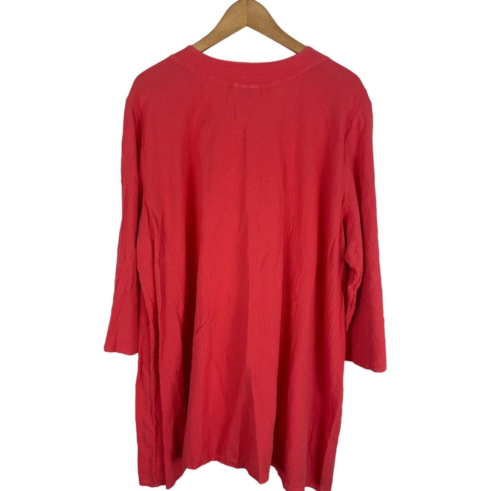 save up to 70% Cottonways Lagenlook 3/4 Wide Sleeve Top Tunic One Size Gauze 100% Cotton Coral oadaTjYgF Everyday Low Prices
