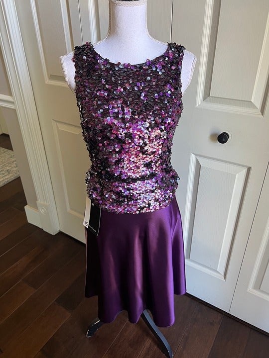 Great NWT JS Boutique purple sequins shimmery top and s