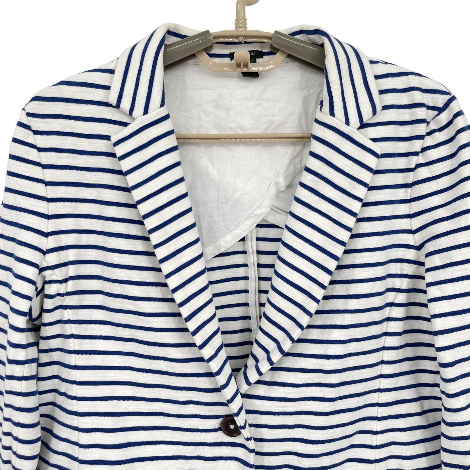 Custom J Crew Womens Blazer Jacket Nautical Stripe Blue Knit Size Medium JQqPlzXkJ Great