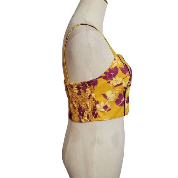 Special offer  NWT BOG Collective Yellow & Purple Floral Crop Top lIxLCP4A8 well sale