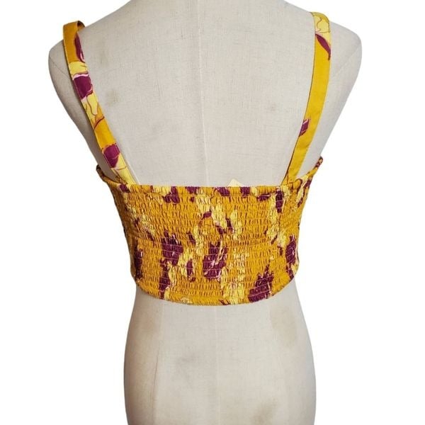 Special offer  NWT BOG Collective Yellow & Purple Floral Crop Top lIxLCP4A8 well sale