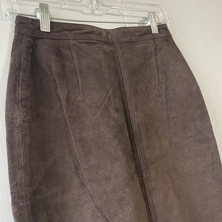 Nice Vintage Bagatelle Size 4P Womens Brown Suede Leather Midi Skirt hEMMX5ymf Hot Sale