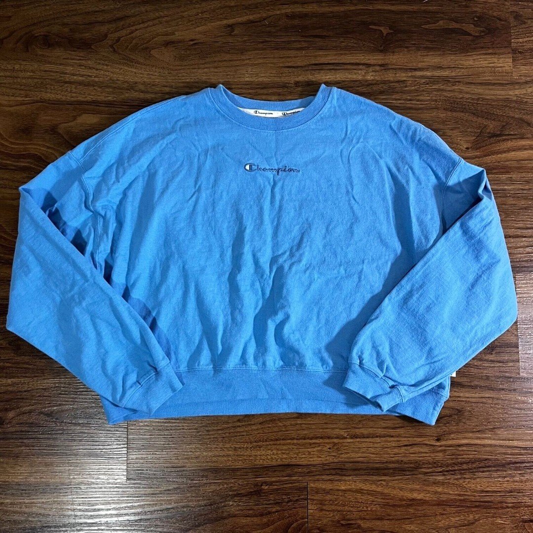 floor price Champion Long Sleeve Sweatshirt Blue Cropped T-Shirt Women´s Size XS MdGpFQS4D Outlet Store