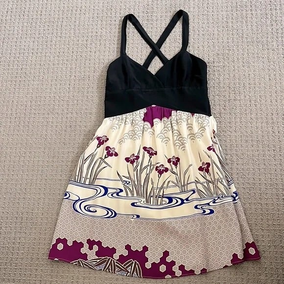 floor price Silk dress, cross back straps O6gumsuuE jus