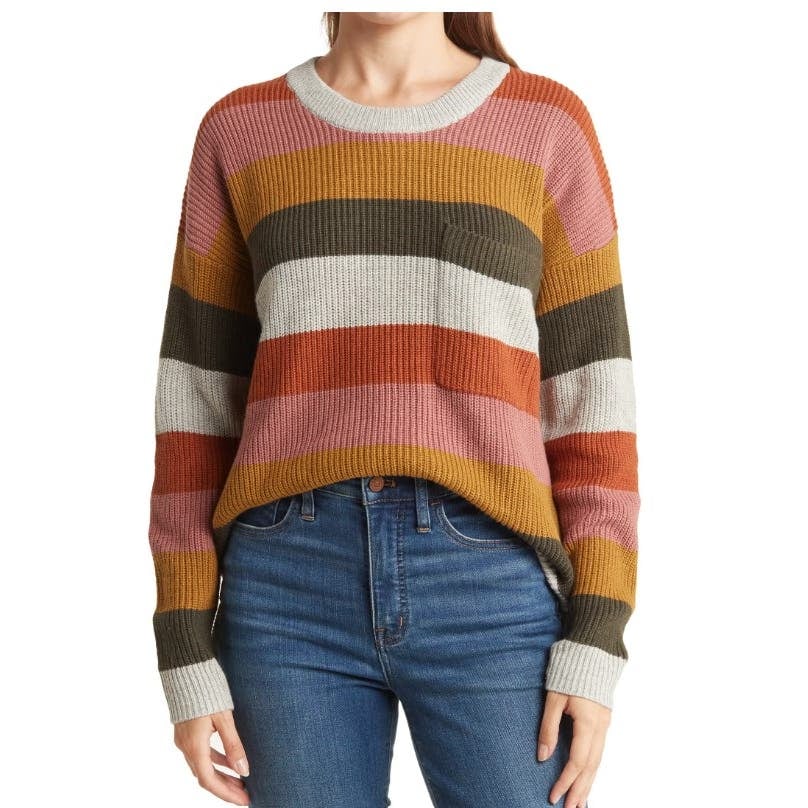 Special offer  Madewell Striped Cotton Pocket Sweater Size XS oKgm7z9H4 Online Shop