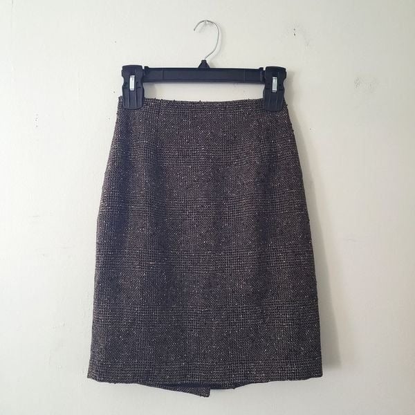 Custom Ann Taylor Petites Wool Blend Tweed Mini Pencil Skirt Brown 2P l4nN95XDl Great