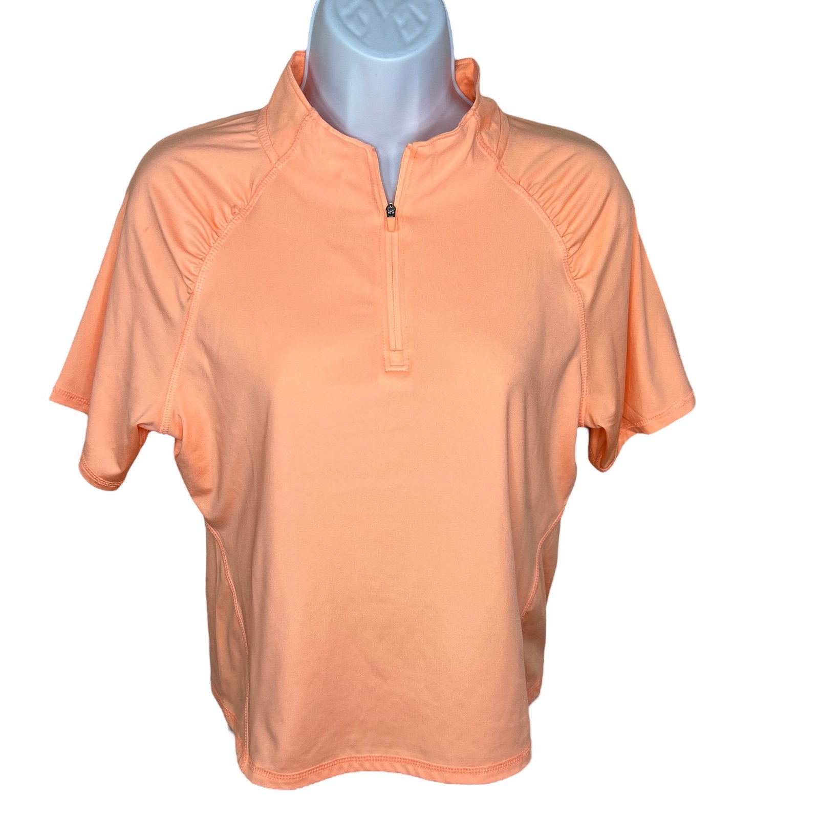 Nice Medium Hind Peach Orange Golf Polo Shirt Short Sle