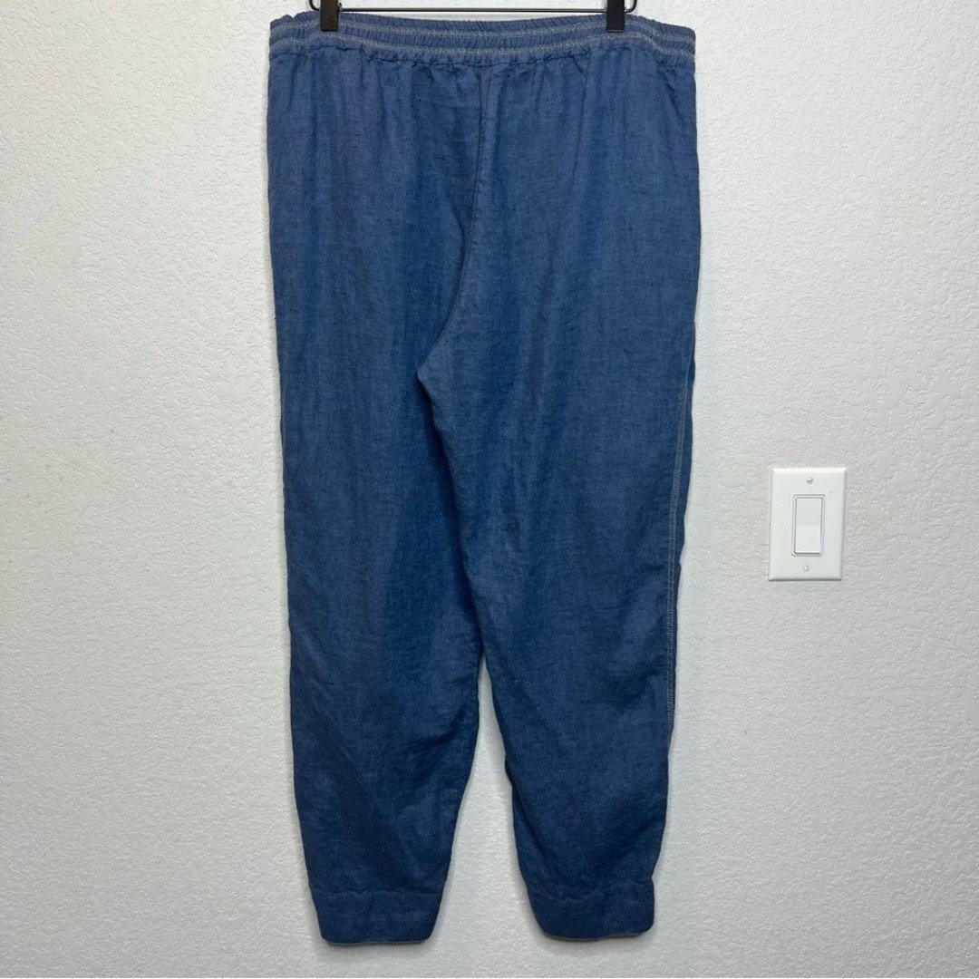 Custom Yuvita Women Linen Pants XL Blue Cargo Elastic Waist Pull on Lagenlook Coastal nVVtjubwc outlet online shop
