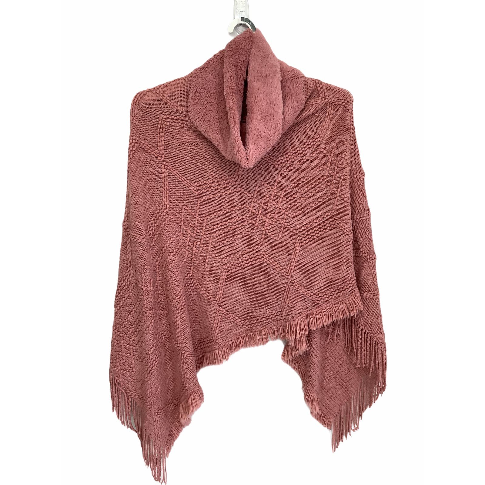 big discount Pink Plush Fringed Poncho Sweater mRVpG1loN just buy it