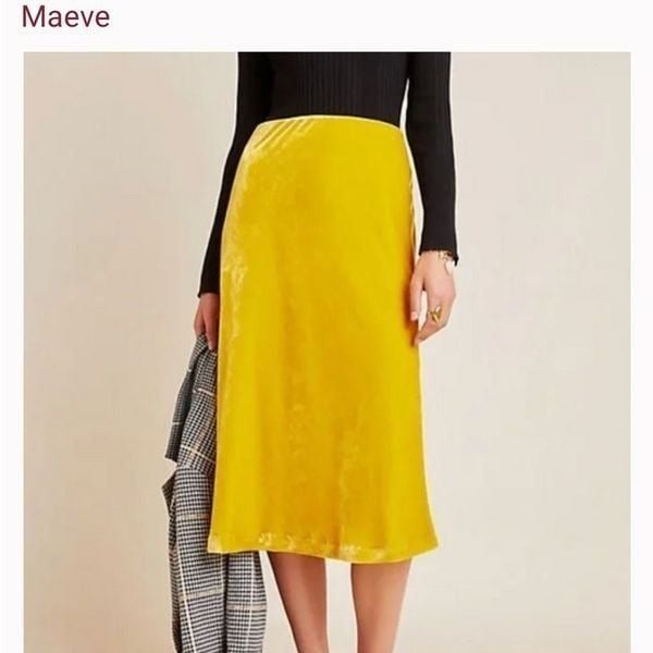 High quality Maeve By Anthropologie MIDI Velvet Skirt in Gold Color Woman’s Size Medium nO3VrDk8Q Wholesale