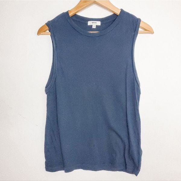 High quality Agolde Navy Blue Ameenah Sleeveless Cotton Muscle Tee Tank Top Size XS K0JNzYX6y High Quaity